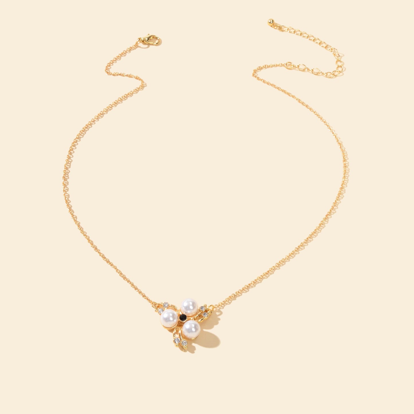 Textured Rhinestone Pearl Flower Pendant Necklace Anniversary Gift Jewellery