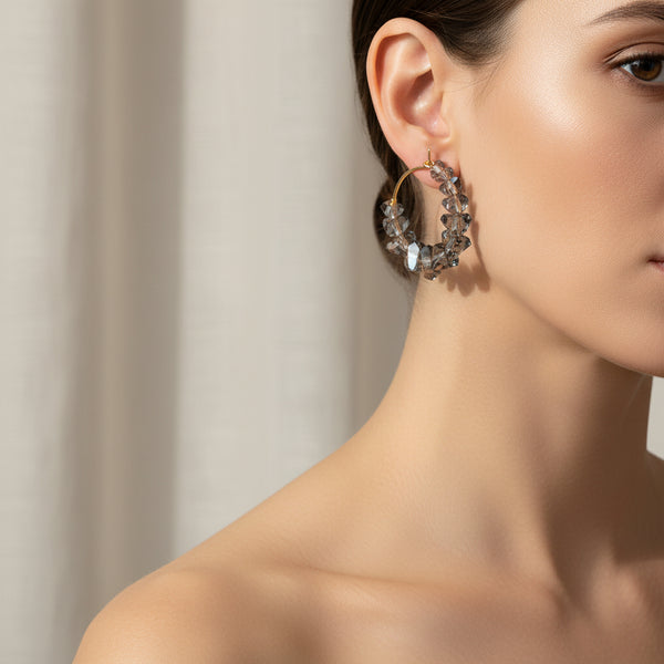 Ladies Jewellery Transparent Acrylic Beads Hoop Dangle Earrings Party Decoration