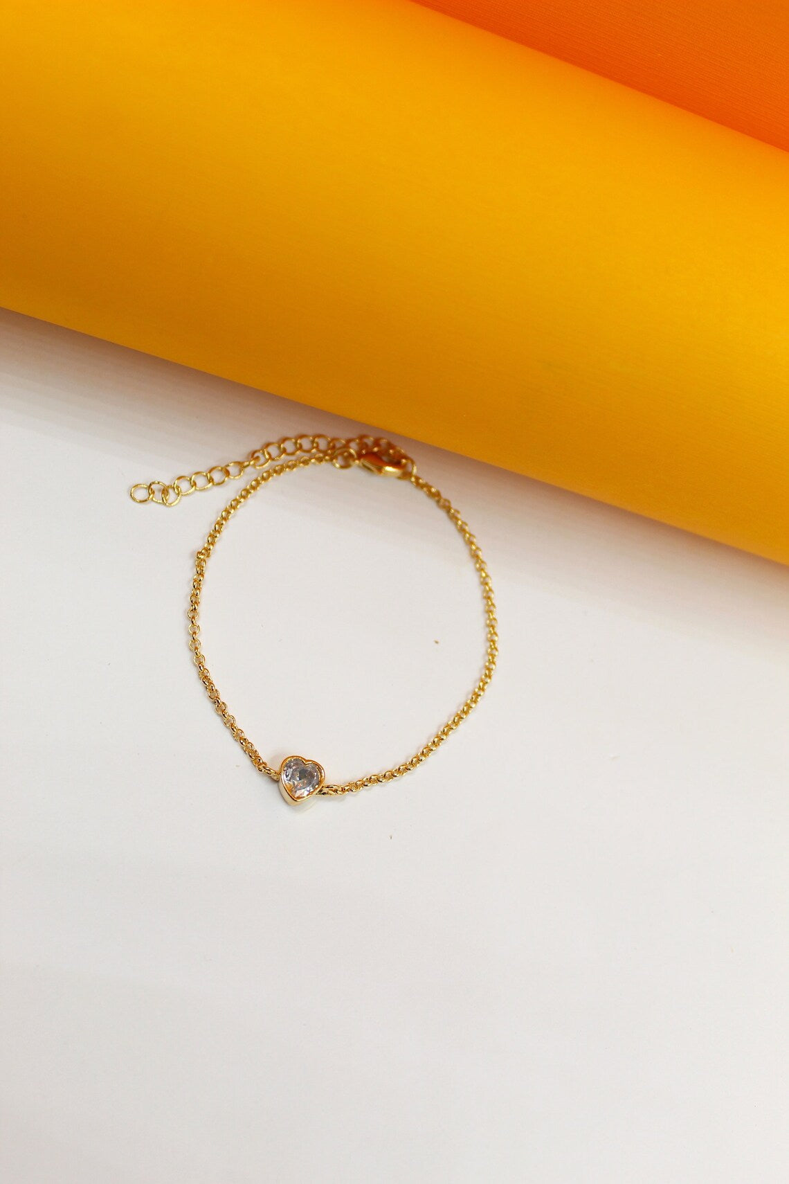 Heart Paperclip & Rolo Chain Necklace & Bracelet (F226A)(I84)