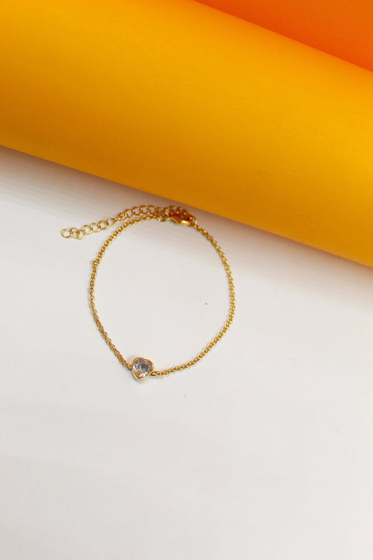 Heart Paperclip & Rolo Chain Necklace & Bracelet (F226A)(I84)