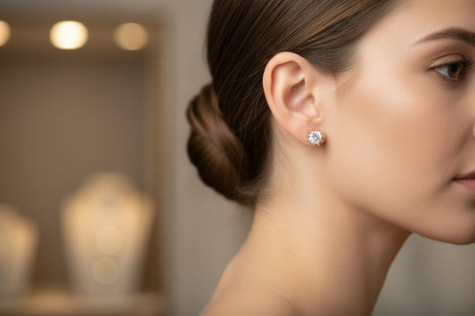 18K Gold Filled 6mm Clear Round CZ Stone Stud Earrings