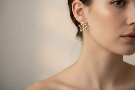 18K Gold Filled Slim Star Huggies (L211)