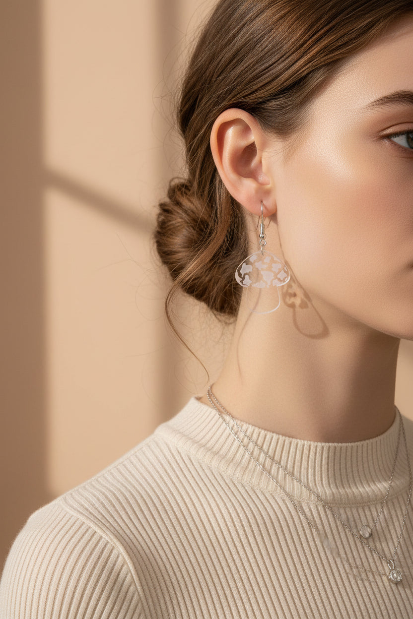 Lovely Jewellery Transparent Acrylic Mushroom Drop Earrings Women Accessories