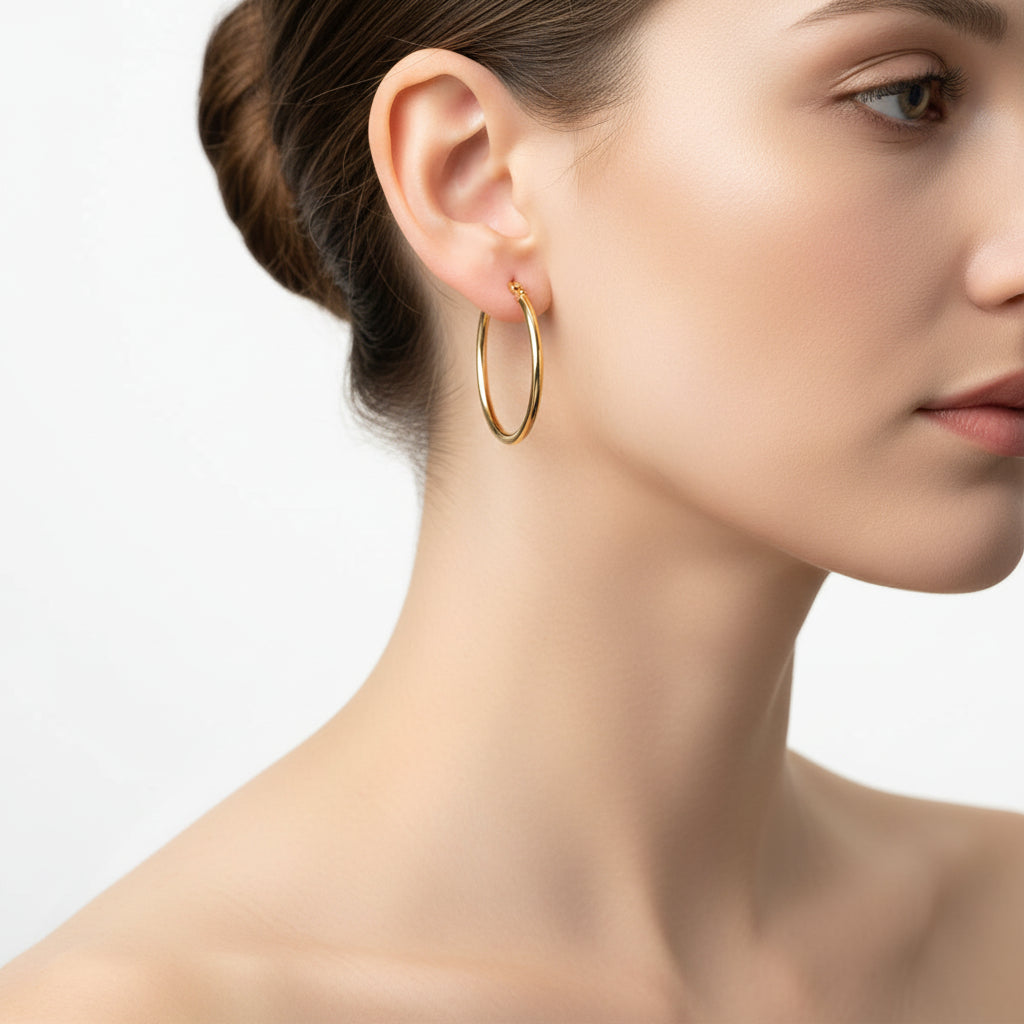 10pcs 2pcs Stainless Steel Round Big Circle Hoop Earring Hoops Gold Color Earring Fashion Women Jewelry Making DIY Accessories