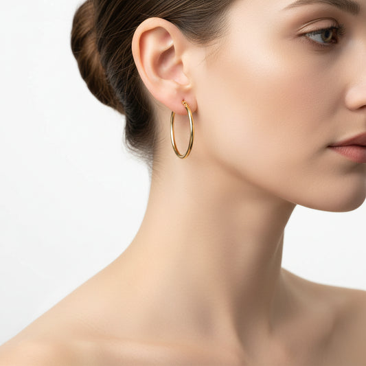 10pcs 2pcs Stainless Steel Round Big Circle Hoop Earring Hoops Gold Color Earring Fashion Women Jewelry Making DIY Accessories