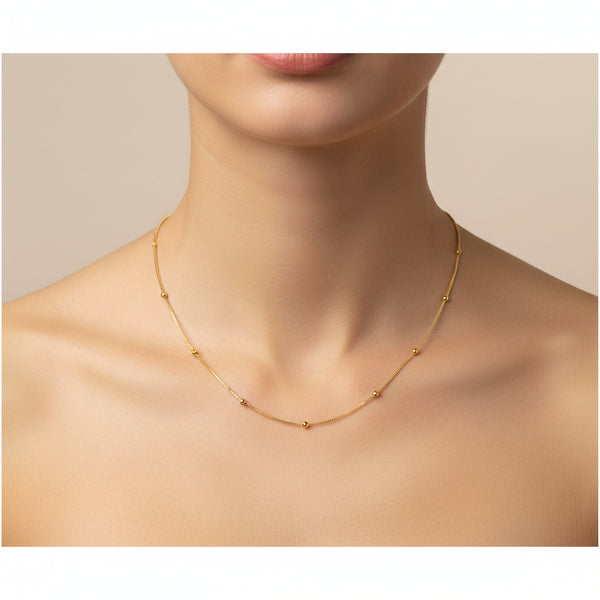 Box Chain With Gold Ball (F113)